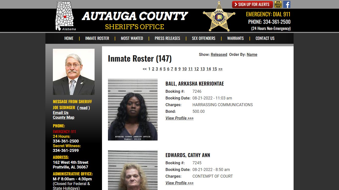 Inmate Roster - Autauga County Sheriff's Office